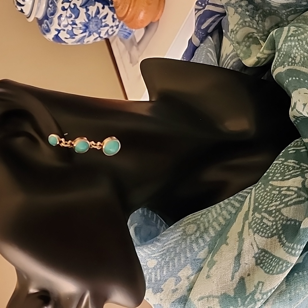 Whitney Kelly Turquoise Dangle Earrings, 926 Sterling Silver. Post Back.